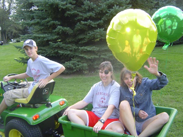 Lawn Mower Rides Mom and Jan