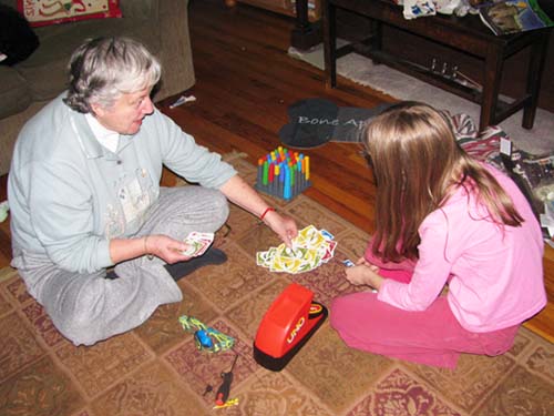 Uno Grandma Merlin and Maddy