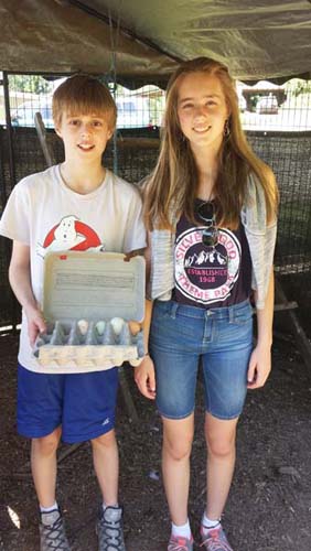 Dane and Maddy with Eggs