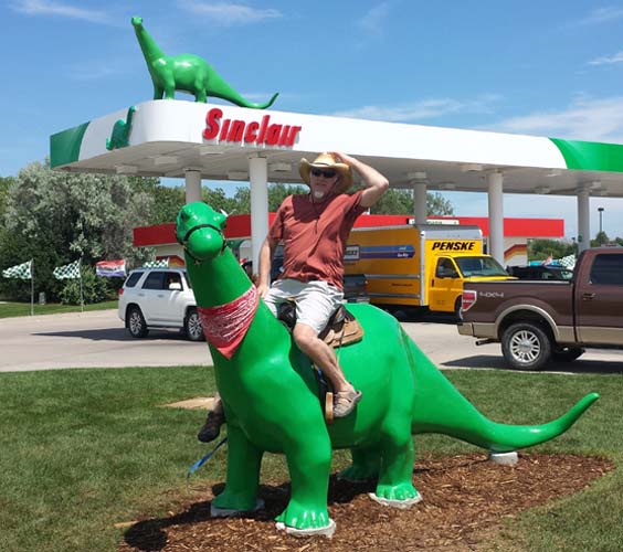 Papa Riding Dinosaur