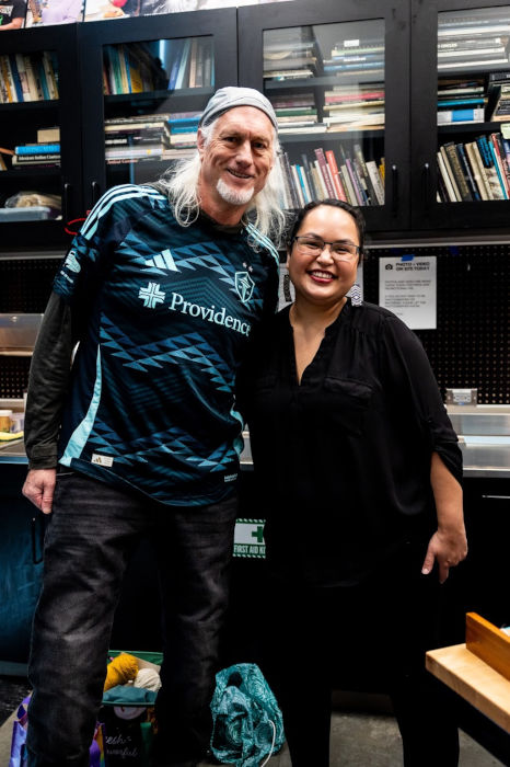 Sounders Salish Kit Papa and Danielle Morsette