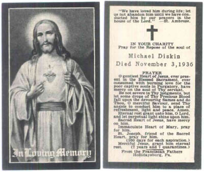 Michael Diskin Prayer Card