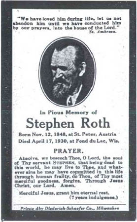 Stephen Roth Prayer Card